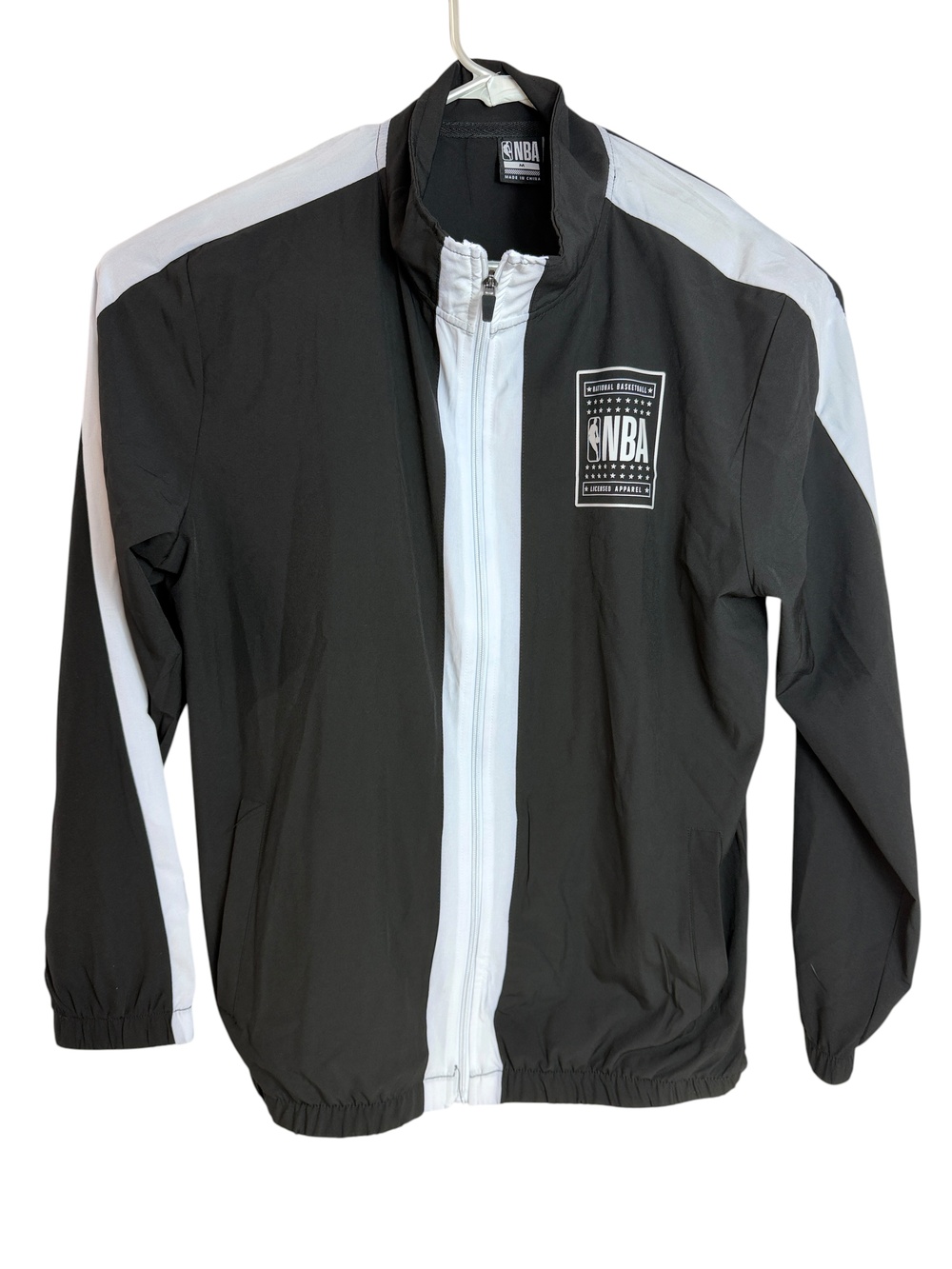 NBA Jacket Mens Medium Black Basketball Full Zip Track National Logo NBA